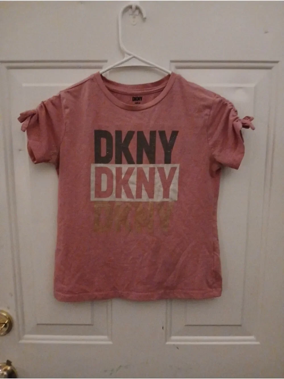 DKNY Logo Tee Short Sleeve Size 8 Pink